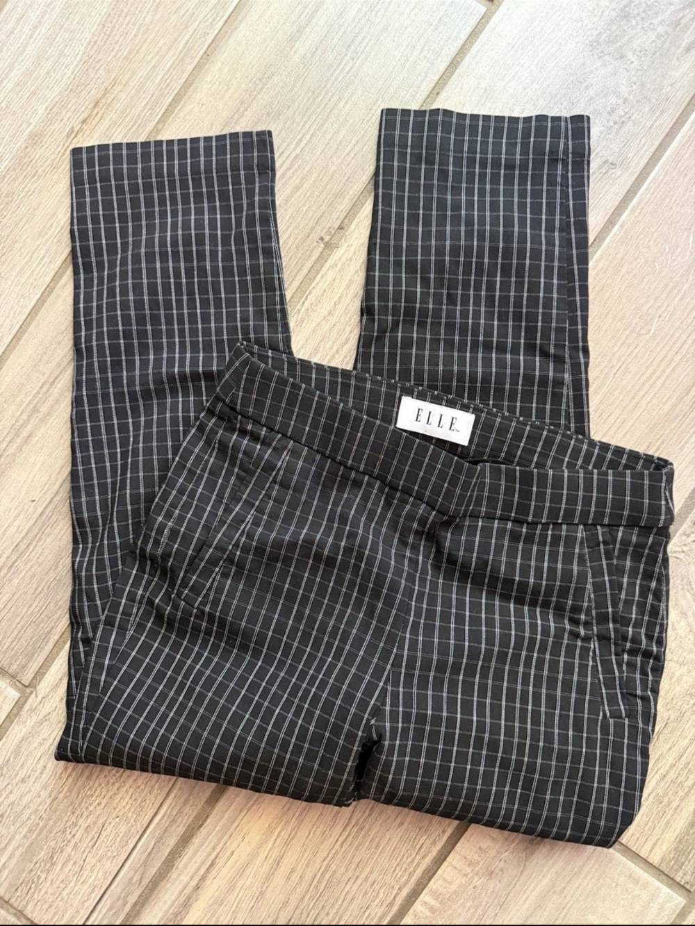 ELLE Women’s Black/White Checkered Stretch Dress Capri Pant XS